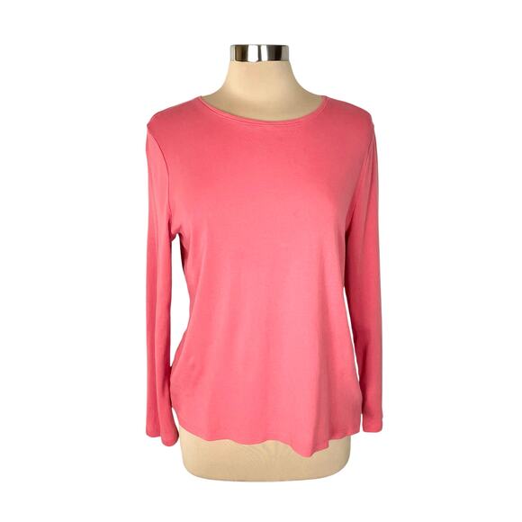 Talbots 100% Pima Cotton Tee Size XLP "The Talbots Tee" Coral Long Sleeve Casual - Picture 1 of 6